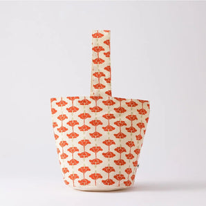 ワンハンドル トートバッグ | 吉祥ハイビスカス柄 コットン製 | 沖縄 シマノネ シマノネ