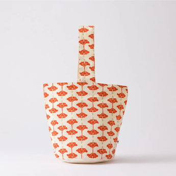 ワンハンドル トートバッグ | 吉祥ハイビスカス柄 コットン製 | 沖縄 シマノネ シマノネ