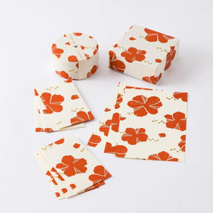 ハイビスカス柄4点セット | ポチ袋 はがき 小箱 ミニ茶缶  | 沖縄 シマノネ シマノネ