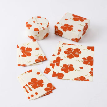 ハイビスカス柄4点セット | ポチ袋 はがき 小箱 ミニ茶缶  | 沖縄 シマノネ シマノネ