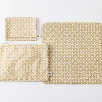 パイナップル青海波柄3点セット | ポケットティッシュケース フラットポーチ タオルハンカチ | 沖縄 シマノネ シマノネ