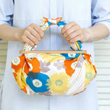 風呂敷 70cm｜こはれ フラワーストライプ｜グレー / ベージュ 綿100％｜むす美 むす美