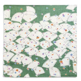 ミニガーゼハンカチ | ミニ扇柄 | 菜の花色 / 紺 / 萌黄色 / つつじ色 | 二重ガーゼ 綿100% | 京都 都もだん 都もだん