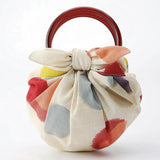 風呂敷バッグ 70cm リング付 | 水玉ベージュ モダンガール｜オーガニックコットン｜むす美 むす美