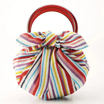 風呂敷バッグ 70cm リング付 | しましま柄 モダンガール｜オーガニックコットン｜むす美 むす美