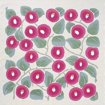 風呂敷 90cm｜竹久夢二 つばき アズキ / ホワイトグレー｜綿100％｜むす美 むす美