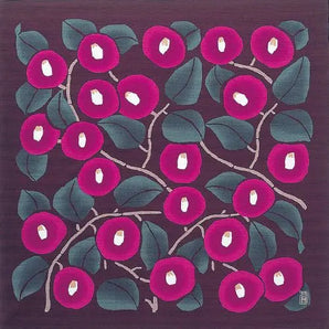 風呂敷 90cm｜竹久夢二 つばき アズキ / ホワイトグレー｜綿100％｜むす美 むす美