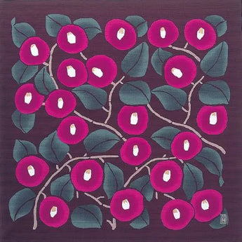 風呂敷 90cm｜竹久夢二 つばき アズキ / ホワイトグレー｜綿100％｜むす美 むす美