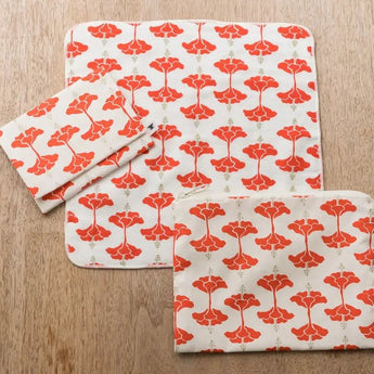 吉祥ハイビスカス柄3点セット | ポケットティッシュケース フラットポーチ タオルハンカチ | 沖縄 シマノネ シマノネ