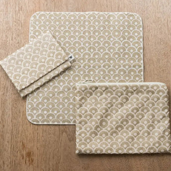 パイナップル青海波柄3点セット | ポケットティッシュケース フラットポーチ タオルハンカチ | 沖縄 シマノネ シマノネ