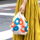 風呂敷 70cm｜こはれ フラワーストライプ｜グレー / ベージュ 綿100％｜むす美 むす美