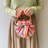 風呂敷バッグ 70cm リング付 | しましま柄 モダンガール｜オーガニックコットン｜むす美 むす美
