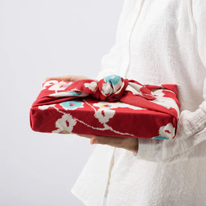 風呂敷バッグ 70cm リング付 | 梅柄 モダンガール｜オーガニックコットン｜むす美 むす美