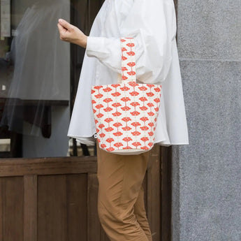 ワンハンドル トートバッグ | 吉祥ハイビスカス柄 コットン製 | 沖縄 シマノネ シマノネ