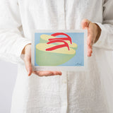 手摺り木版画 | 京都時間 ぽっくり | 加藤光穂 作 | 京都 インテリアアート | 竹笹堂 竹笹堂