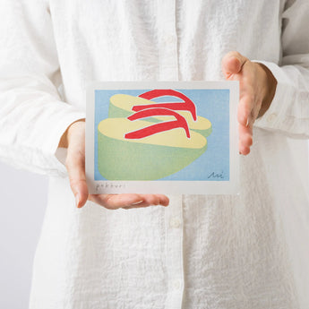 手摺り木版画 | 京都時間 ぽっくり | 加藤光穂 作 | 京都 インテリアアート | 竹笹堂 竹笹堂