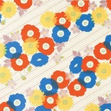 風呂敷 70cm｜こはれ フラワーストライプ｜グレー / ベージュ 綿100％｜むす美 むす美