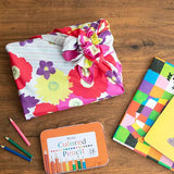 風呂敷 70cm｜こはれ フラワーストライプ｜グレー / ベージュ 綿100％｜むす美 むす美