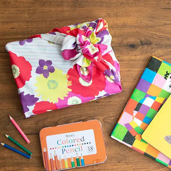 風呂敷 70cm｜こはれ フラワーストライプ｜グレー / ベージュ 綿100％｜むす美 むす美