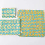 シーサーミンタマー柄3点セット | ポケットティッシュケース フラットポーチ タオルハンカチ | 沖縄 シマノネ シマノネ