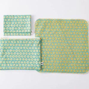 シーサーミンタマー柄3点セット | ポケットティッシュケース フラットポーチ タオルハンカチ | 沖縄 シマノネ シマノネ