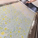 ミニガーゼハンカチ | ミニ扇柄 | 菜の花色 / 紺 / 萌黄色 / つつじ色 | 二重ガーゼ 綿100% | 京都 都もだん 都もだん