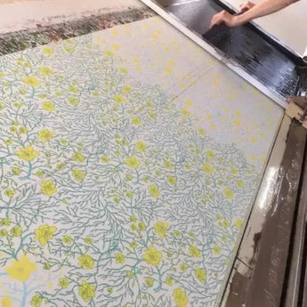 ミニガーゼハンカチ | ミニ扇柄 | 菜の花色 / 紺 / 萌黄色 / つつじ色 | 二重ガーゼ 綿100% | 京都 都もだん 都もだん