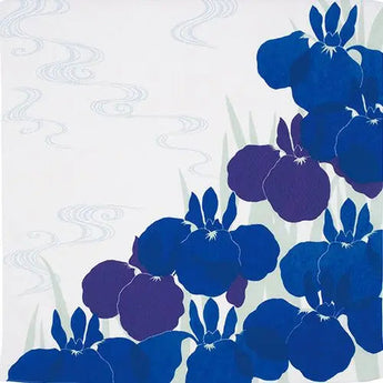 風呂敷 70cm｜かきつばた柄 / ライトグレー｜光悦ちりめん友禅シリーズ｜ポリエステル｜むす美 むす美