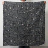 風呂敷 100cm｜伊砂文様 結｜両面染め ダークグレー / ブルー｜綿シャンタン｜むす美 むす美