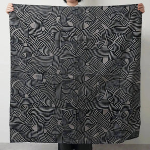 風呂敷 100cm｜伊砂文様 結｜両面染め ダークグレー / ブルー｜綿シャンタン｜むす美 むす美