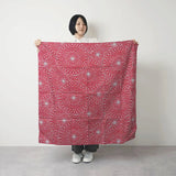 風呂敷 100cm｜伊砂文様 菊｜両面染め 赤 / 青磁（水色）｜綿シャンタン｜むす美 むす美