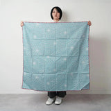 風呂敷 100cm｜伊砂文様 菊｜両面染め 赤 / 青磁（水色）｜綿シャンタン｜むす美 むす美