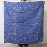 風呂敷 100cm｜伊砂文様 結｜両面染め ダークグレー / ブルー｜綿シャンタン｜むす美 むす美