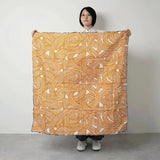 風呂敷 100cm｜伊砂文様 結｜両面染め 藍 / オレンジ｜綿シャンタン｜むす美 むす美