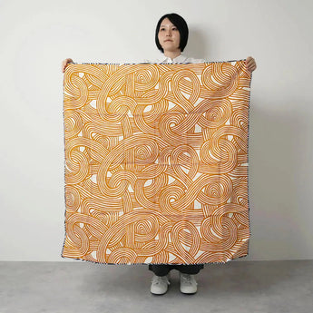 風呂敷 100cm｜伊砂文様 結｜両面染め 藍 / オレンジ｜綿シャンタン｜むす美 むす美