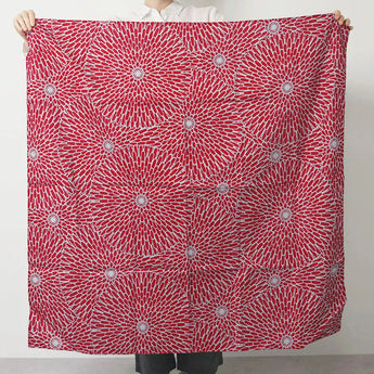風呂敷 100cm｜伊砂文様 菊｜両面染め 赤 / 青磁（水色）｜綿シャンタン｜むす美 むす美