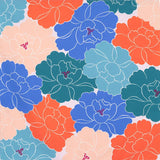 風呂敷 70cm｜牡丹柄 / ブルーグリーン｜アクアドロップ (はっ水加工) - Adeline Klam｜ポリエステル｜むす美 むす美