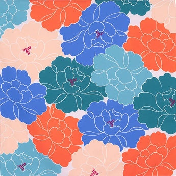 風呂敷 70cm｜牡丹柄 / ブルーグリーン｜アクアドロップ (はっ水加工) - Adeline Klam｜ポリエステル｜むす美 むす美