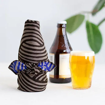 風呂敷 100cm｜伊砂文様 結｜両面染め ダークグレー / ブルー｜綿シャンタン｜むす美 むす美