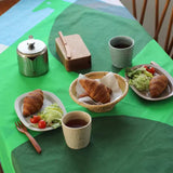 風呂敷 100cm｜WATER BIRD / グリーンネイビー｜鈴木マサル - ダブルフェイス｜オーガニックコットン｜むす美 むす美