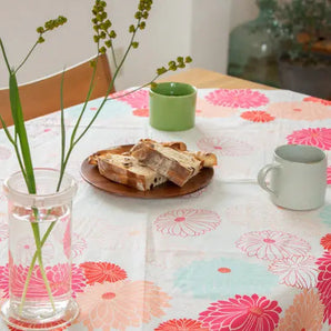 風呂敷 100cm｜菊柄 / レッド｜ひめむすびシリーズ - Adeline Klam｜オーガニックコットン｜むす美 むす美