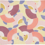 風呂敷 70cm｜扇子柄 / レモンイエロー｜ひめむすびシリーズ - Adeline Klam｜オーガニックコットン｜むす美 むす美