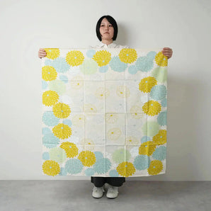 風呂敷 100cm｜菊柄 / イエロー｜ひめむすびシリーズ - Adeline Klam｜オーガニックコットン｜むす美 むす美