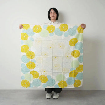風呂敷 100cm｜菊柄 / イエロー｜ひめむすびシリーズ - Adeline Klam｜オーガニックコットン｜むす美 むす美