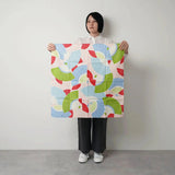 風呂敷 70cm｜扇子柄 / ピンク｜ひめむすびシリーズ - Adeline Klam｜オーガニックコットン｜むす美 むす美