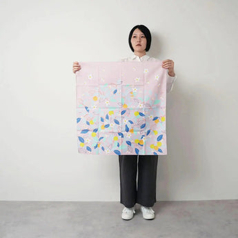 風呂敷 70cm｜シトラス柄 / ローズピンク｜ひめむすびシリーズ - Adeline Klam｜オーガニックコットン｜むす美 むす美