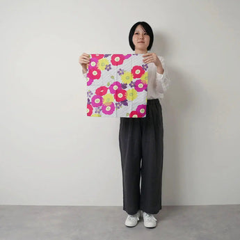 風呂敷 45cm｜こはれ フラワーストライプ グレー｜綿100％｜むす美 むす美