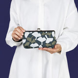 がま口 (横型 / 小)｜銀杏柄｜手染め生地 帆布 綿100% 和財布 ポーチ ウォレットポーチ 日本製｜京都職人仕上げ 【 Fuwa Market オリジナル 】 Fuwa Market