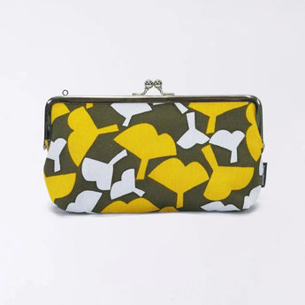 がま口 (横型 / 小)｜銀杏柄｜手染め生地 帆布 綿100% 和財布 ポーチ ウォレットポーチ 日本製｜京都職人仕上げ 【 Fuwa Market オリジナル 】 Fuwa Market