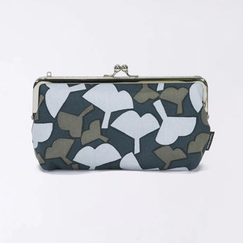 がま口 (横型 / 小)｜銀杏柄｜手染め生地 帆布 綿100% 和財布 ポーチ ウォレットポーチ 日本製｜京都職人仕上げ 【 Fuwa Market オリジナル 】 Fuwa Market